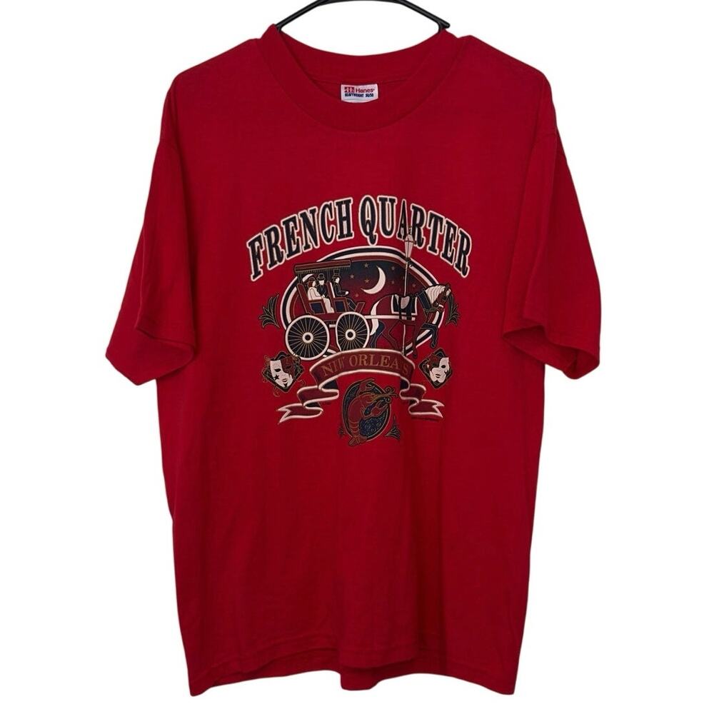 Hanes Vintage 2000 Heavyweight French Quarter New Orleans NOLA T-Shirt Size L